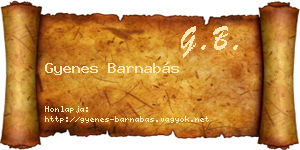 Gyenes Barnabás névjegykártya